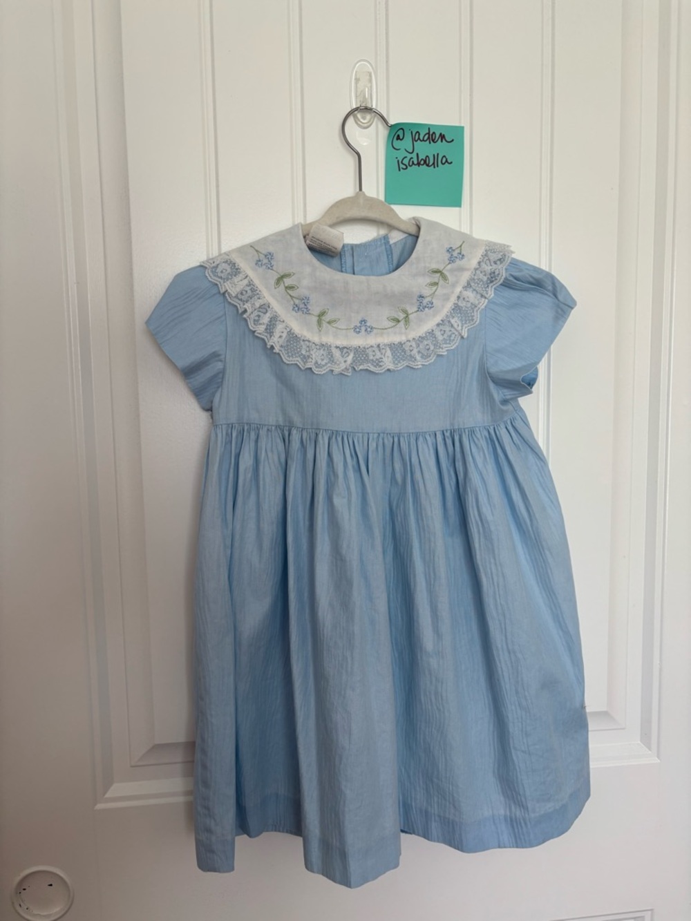 Vintage Light Blue Embroidered Peter Pan Collar Dress